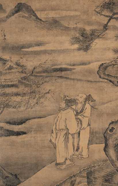 汪肇 山水人物 立轴